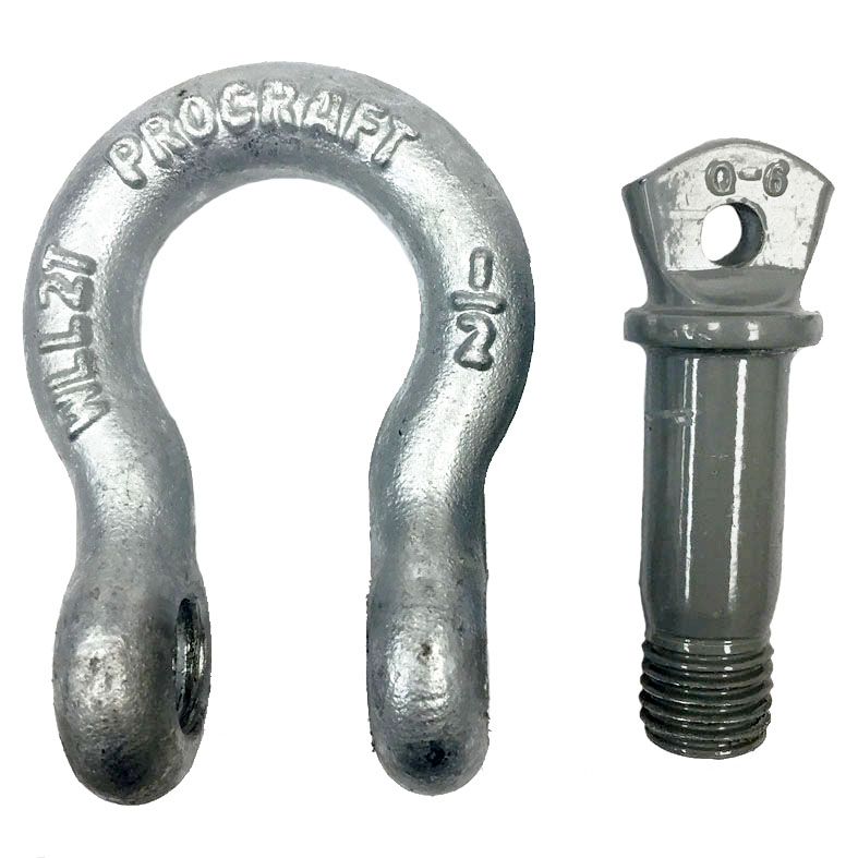 10 Pack - 7/16" Screw Pin Anchor Shackles, 1.5 Ton WLL (7/16" Pin, 1/2" Body)